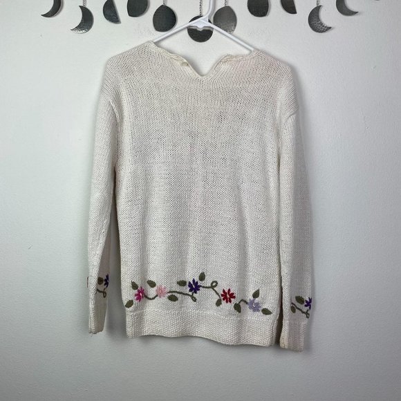 Vintage Donagain Floral Sweater Scalloped Collar - Picture 5 of 5